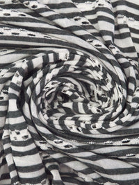 Shadow Gray/Off-White 100% Rayon Horizontal Stripe Eyelet Knit 70W