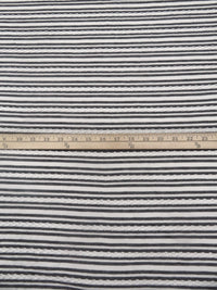 Shadow Gray/Off-White 100% Rayon Horizontal Stripe Eyelet Knit 70W