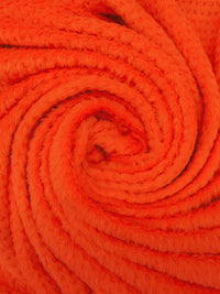 Electric Orange 100% Polyester Check Weave High Loft Fleece - Polartec - 56W
