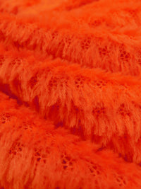 Electric Orange 100% Polyester Check Weave High Loft Fleece - Polartec - 56W