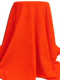 Electric Orange 100% Polyester Check Weave High Loft Fleece - Polartec - 56W
