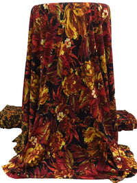 Goldenrod/Rust/Black/Multi Polyester/Lycra Double Border Floral Print DTY Knit 56W