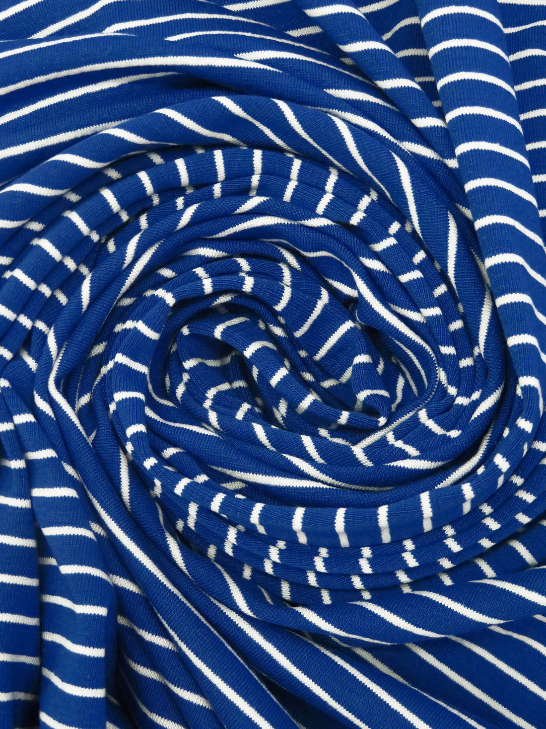 Dark Cornflower Blue/White Rayon/Lycra Horizontal Stripe Weave Jersey knit 60W