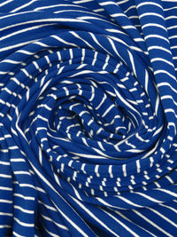 Dark Cornflower Blue/White Rayon/Lycra Horizontal Stripe Weave Jersey knit 60W