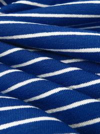 Dark Cornflower Blue/White Rayon/Lycra Horizontal Stripe Weave Jersey knit 60W