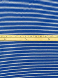 Dark Cornflower Blue/White Rayon/Lycra Horizontal Stripe Weave Jersey knit 60W