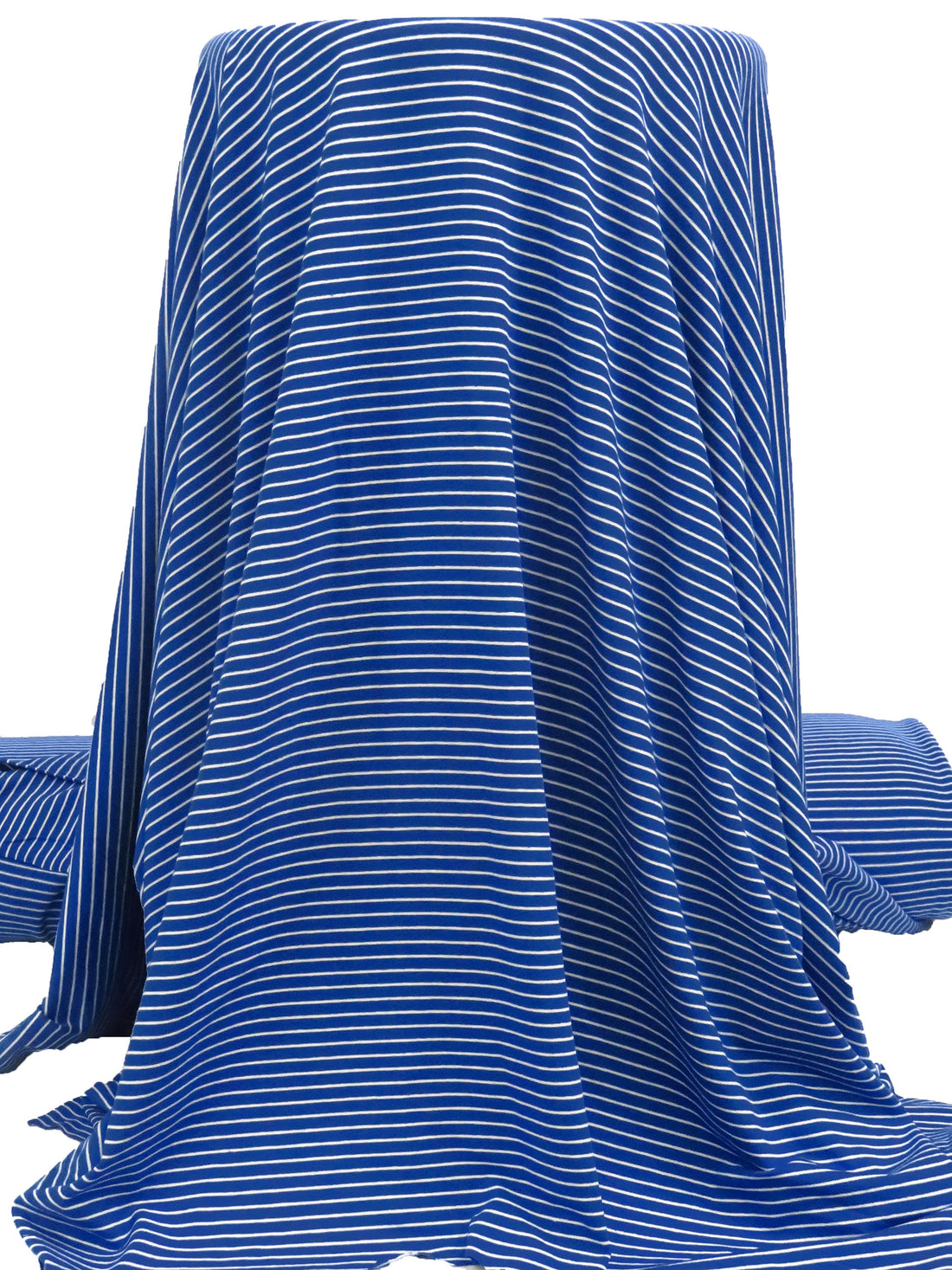 Dark Cornflower Blue/White Rayon/Lycra Horizontal Stripe Weave Jersey knit 60W