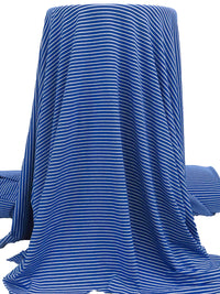 Dark Cornflower Blue/White Rayon/Lycra Horizontal Stripe Weave Jersey knit 60W