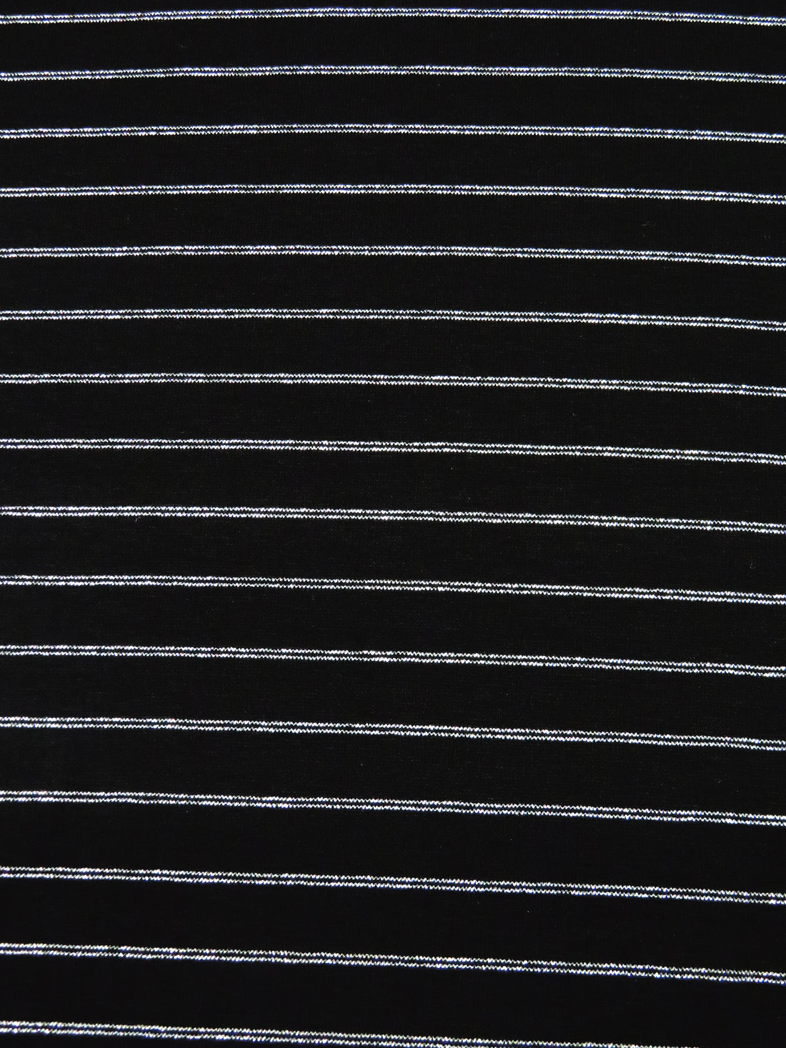Black/Silver Rayon/Metallic/Lycra Horizontal Stripe Weave Jersey knit 60W