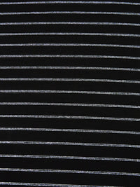 Black/Silver Rayon/Metallic/Lycra Horizontal Stripe Weave Jersey knit 60W