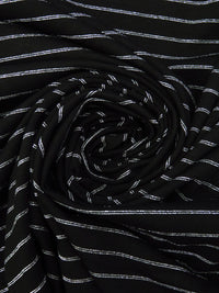 Black/Silver Rayon/Metallic/Lycra Horizontal Stripe Weave Jersey knit 60W