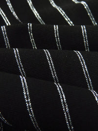 Black/Silver Rayon/Metallic/Lycra Horizontal Stripe Weave Jersey knit 60W