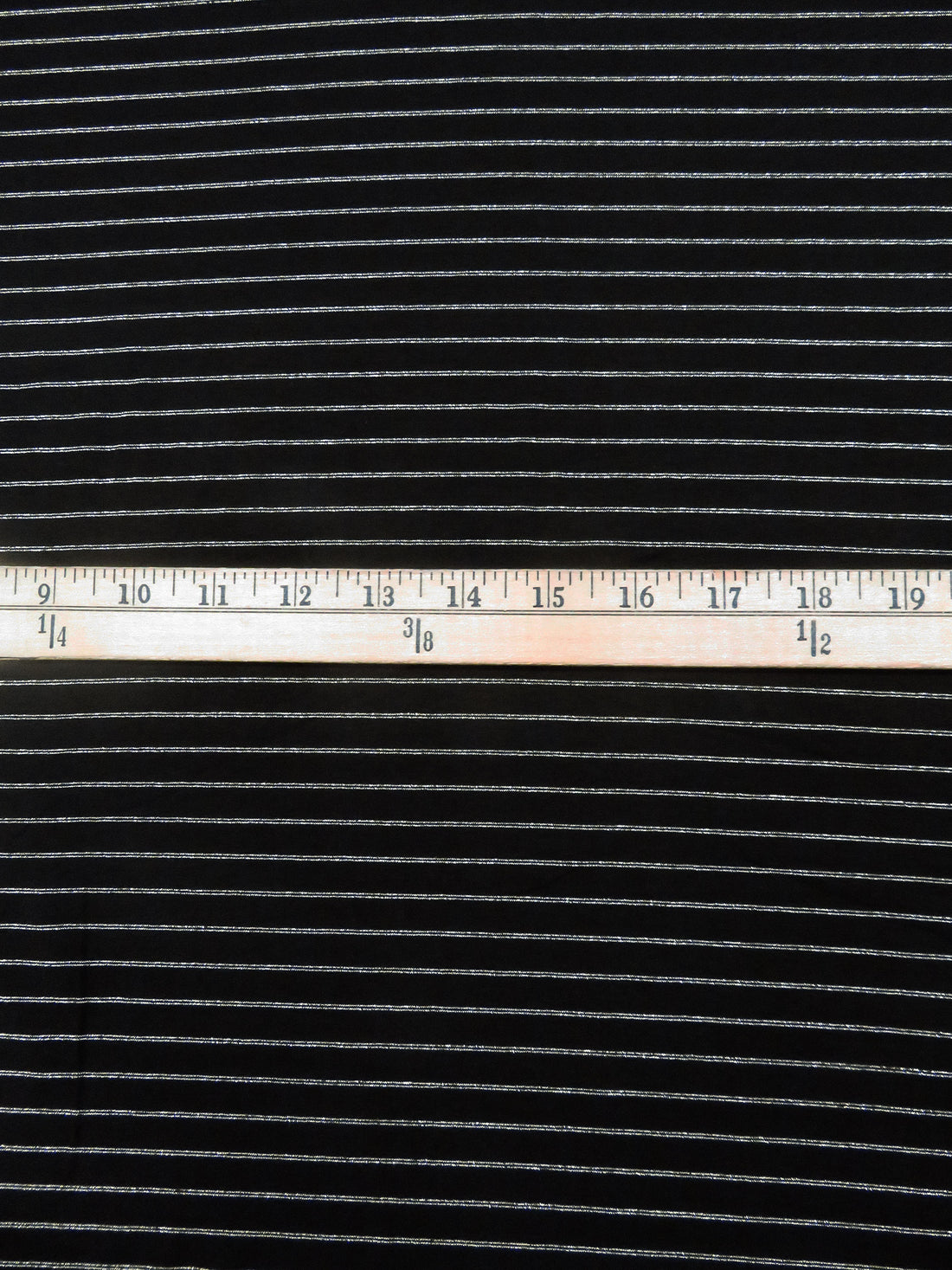 Black/Silver Rayon/Metallic/Lycra Horizontal Stripe Weave Jersey knit 60W