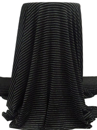 Black/Silver Rayon/Metallic/Lycra Horizontal Stripe Weave Jersey knit 60W