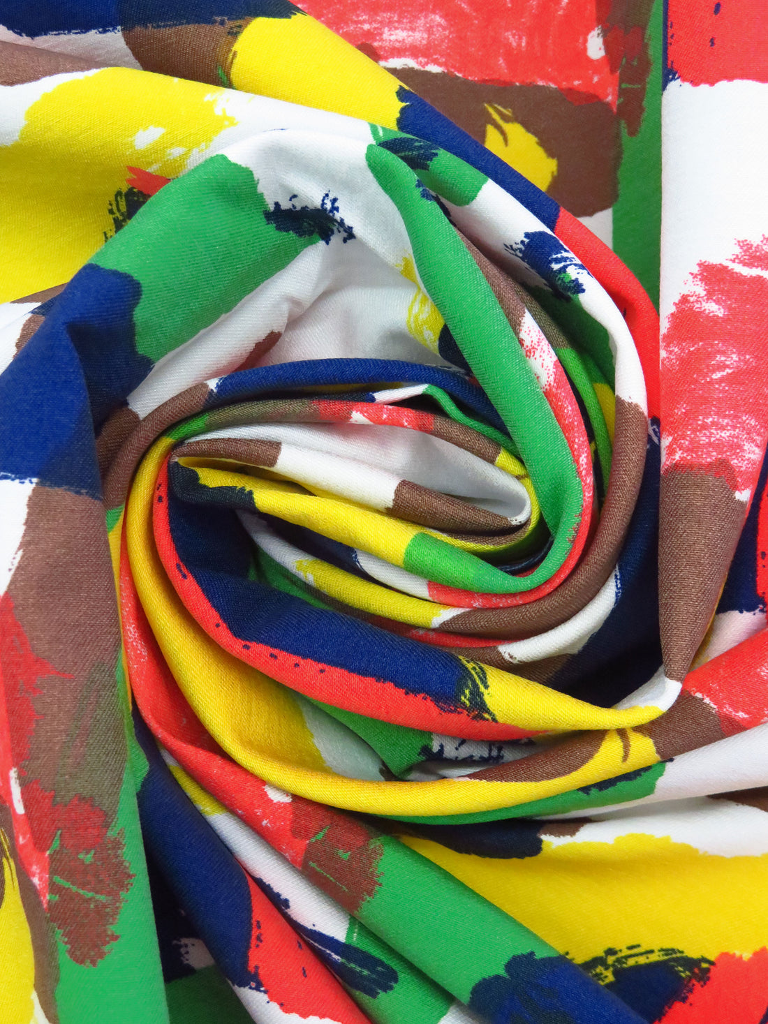 Lemon/White/Dark Blue/Multi Rayon/Nylon/Lycra Abstract Print Stretch Bengaline Suiting - NY Designer - 58W