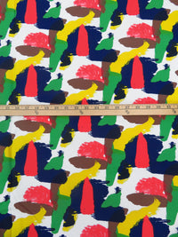 Lemon/White/Dark Blue/Multi Rayon/Nylon/Lycra Abstract Print Stretch Bengaline Suiting - NY Designer - 58W