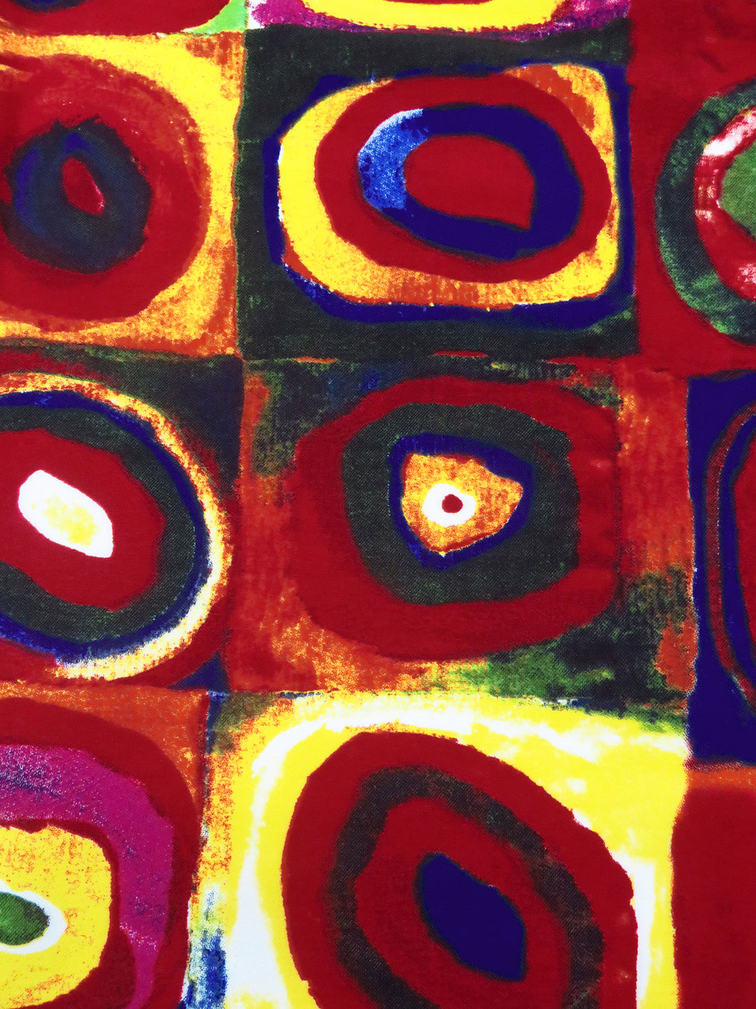 Dark Red/Lemon/Dark Navy/Multi Rayon/Nylon/Lycra Abstract Tilework Print Stretch Bengaline Suiting - NY Designer - 56W