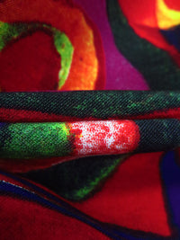 Dark Red/Lemon/Dark Navy/Multi Rayon/Nylon/Lycra Abstract Tilework Print Stretch Bengaline Suiting - NY Designer - 56W