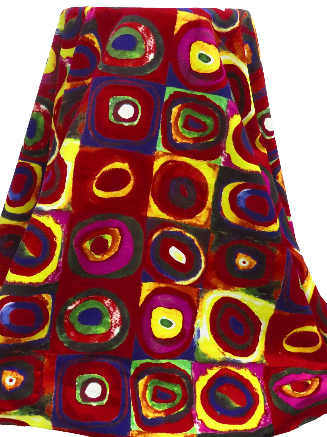 Dark Red/Lemon/Dark Navy/Multi Rayon/Nylon/Lycra Abstract Tilework Print Stretch Bengaline Suiting - NY Designer - 56W