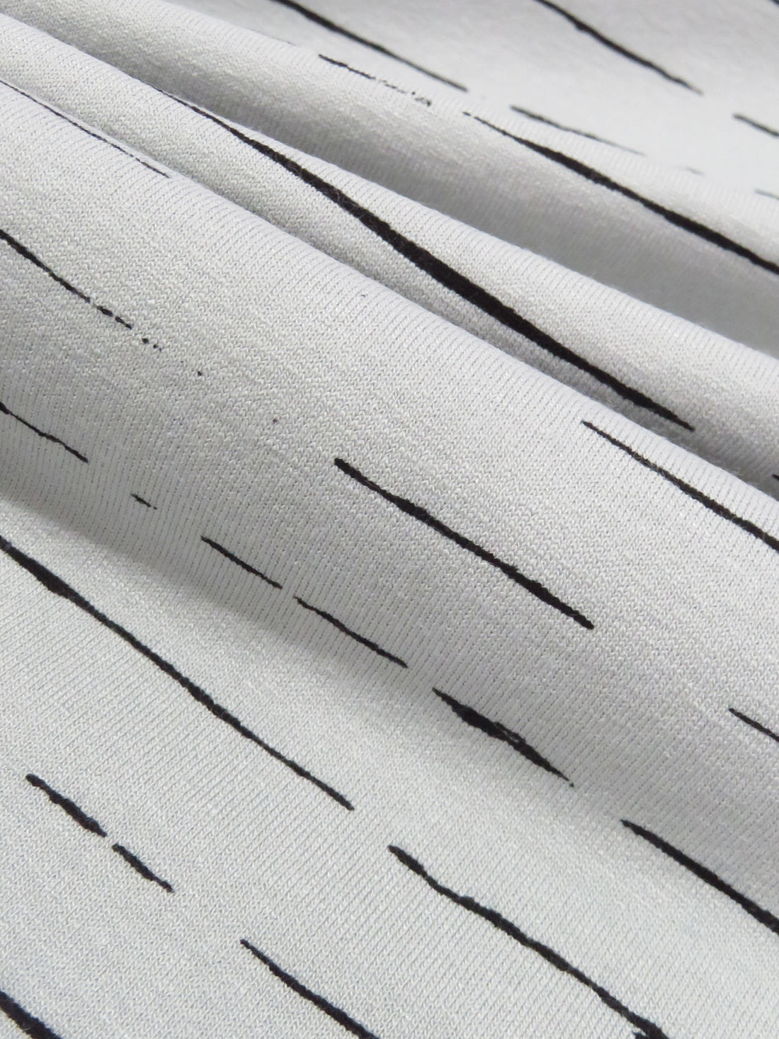 Silvery Gray/Black Rayon/Lycra Horizontal Broken Stripe Print Jersey Knit 60W