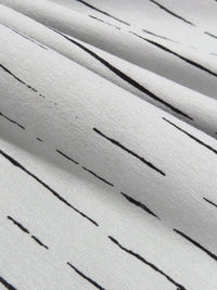 Silvery Gray/Black Rayon/Lycra Horizontal Broken Stripe Print Jersey Knit 60W