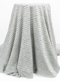 Silvery Gray/Black Rayon/Lycra Horizontal Broken Stripe Print Jersey Knit 60W