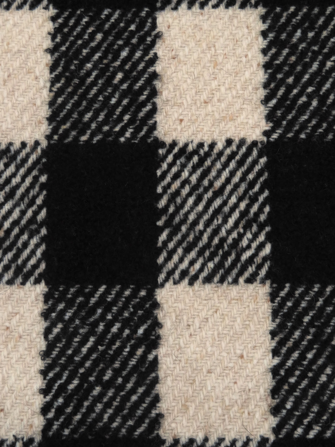 Black/Wheat 100% Wool Large Plaid Weave Coating - NY Designer - 54W