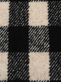 Black/Wheat 100% Wool Large Plaid Weave Coating - NY Designer - 54W