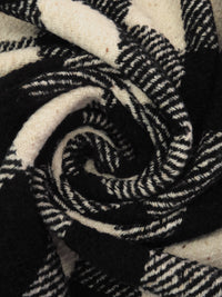 Black/Wheat 100% Wool Large Plaid Weave Coating - NY Designer - 54W