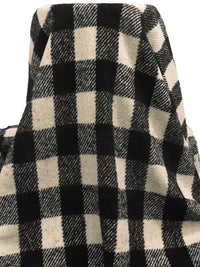 Black/Wheat 100% Wool Large Plaid Weave Coating - NY Designer - 54W