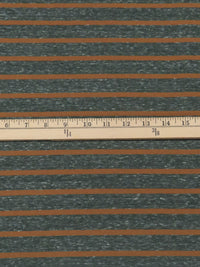 Evergreen Gray/Gingerbread Cotton/Polyester Heathered Horizontal Stripe Weave Tissue Jersey Knit - NY Designer - 62W