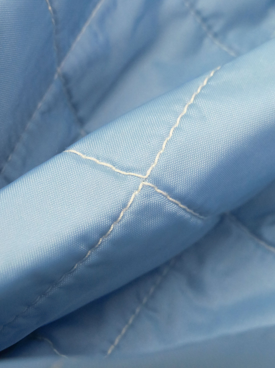 Pale Cerulean/White Cotton/Polyester/Nylon Quilted Square Design Coating - NY Designer - 60W