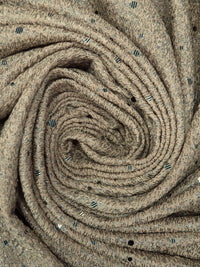 Tan/Silver/Black Polyester/Lycra Fused Sequins and Foil Puckered Dot Double Knit - NY Designer - 48W