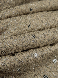 Tan/Silver/Black Polyester/Lycra Fused Sequins and Foil Puckered Dot Double Knit - NY Designer - 48W