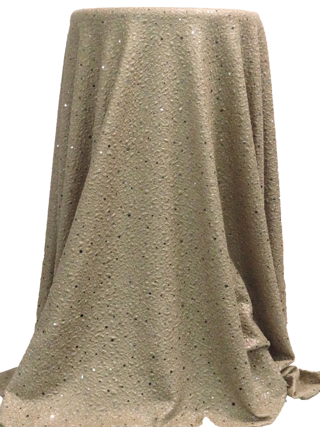 Tan/Silver/Black Polyester/Lycra Fused Sequins and Foil Puckered Dot Double Knit - NY Designer - 48W