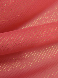 Salmon/Gold Silk/Metallic Vertical Stripe Weave Chiffon - NY Designer - 42W