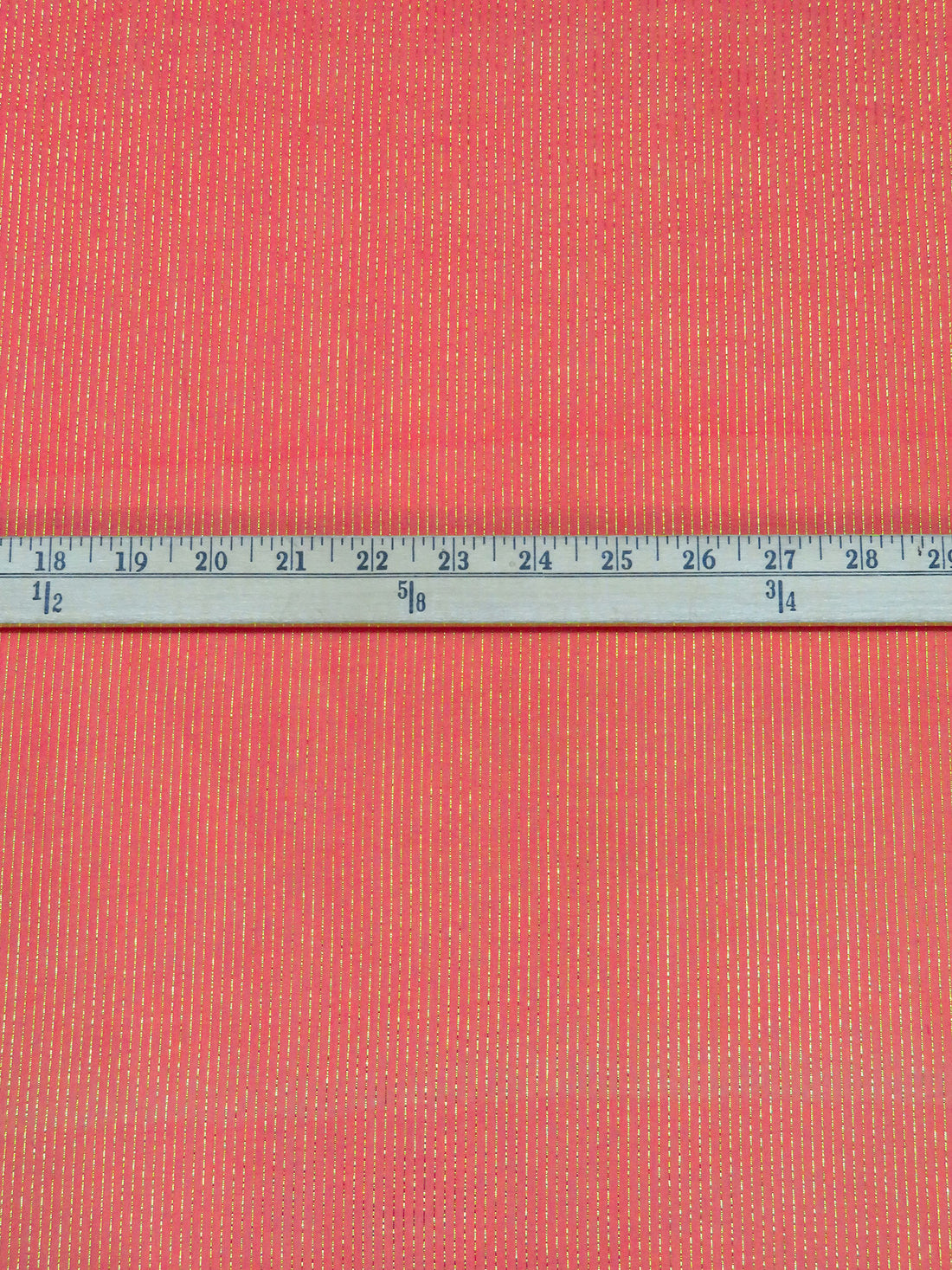 Salmon/Gold Silk/Metallic Vertical Stripe Weave Chiffon - NY Designer - 42W