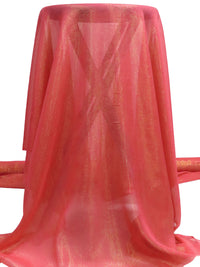 Salmon/Gold Silk/Metallic Vertical Stripe Weave Chiffon - NY Designer - 42W