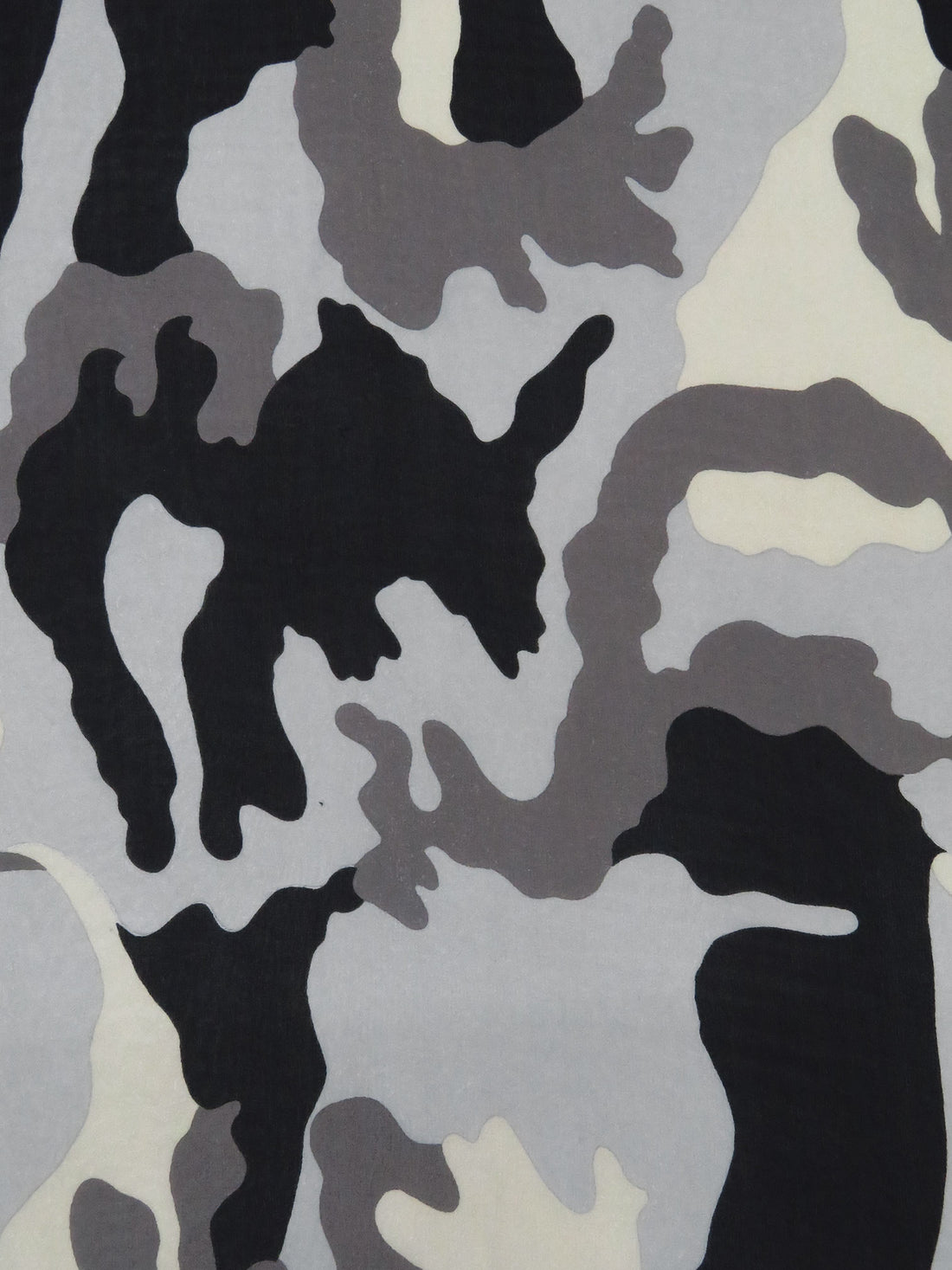 Black/Cloud Gray/Beige/Multi 100% Silk Camouflage Print Chiffon - NY Designer - 43W