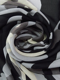 Black/Cloud Gray/Beige/Multi 100% Silk Camouflage Print Chiffon - NY Designer - 43W
