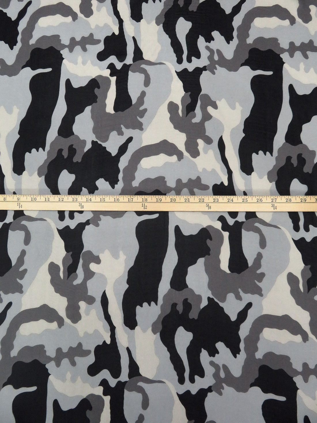 Black/Cloud Gray/Beige/Multi 100% Silk Camouflage Print Chiffon - NY Designer - 43W