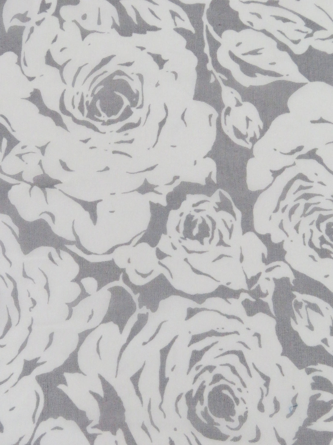 Off-White/Medium Gray 100% Silk Roses Print Chiffon - NY Designer - 42W