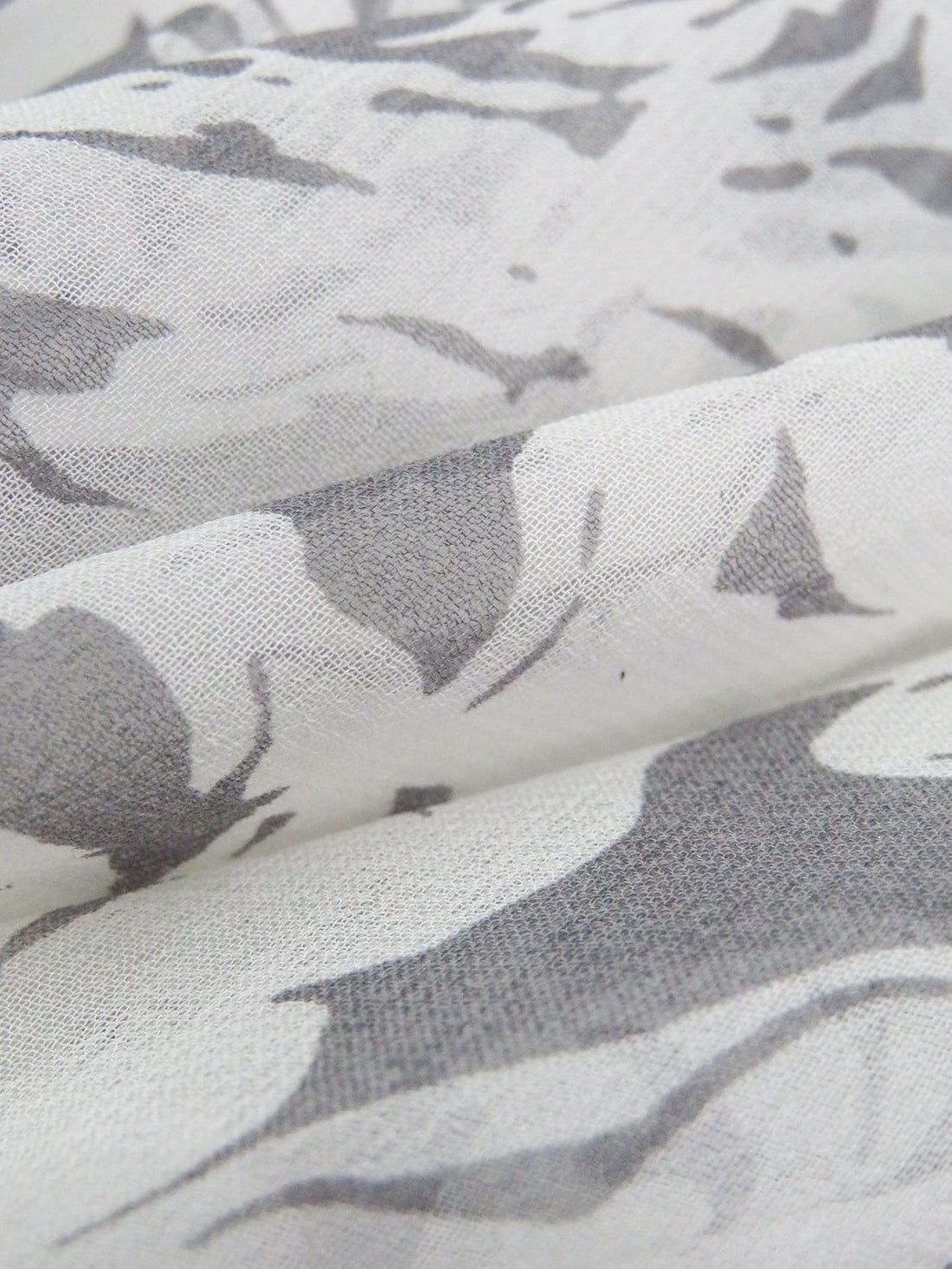 Off-White/Medium Gray 100% Silk Roses Print Chiffon - NY Designer - 42W