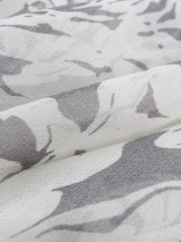 Off-White/Medium Gray 100% Silk Roses Print Chiffon - NY Designer - 42W