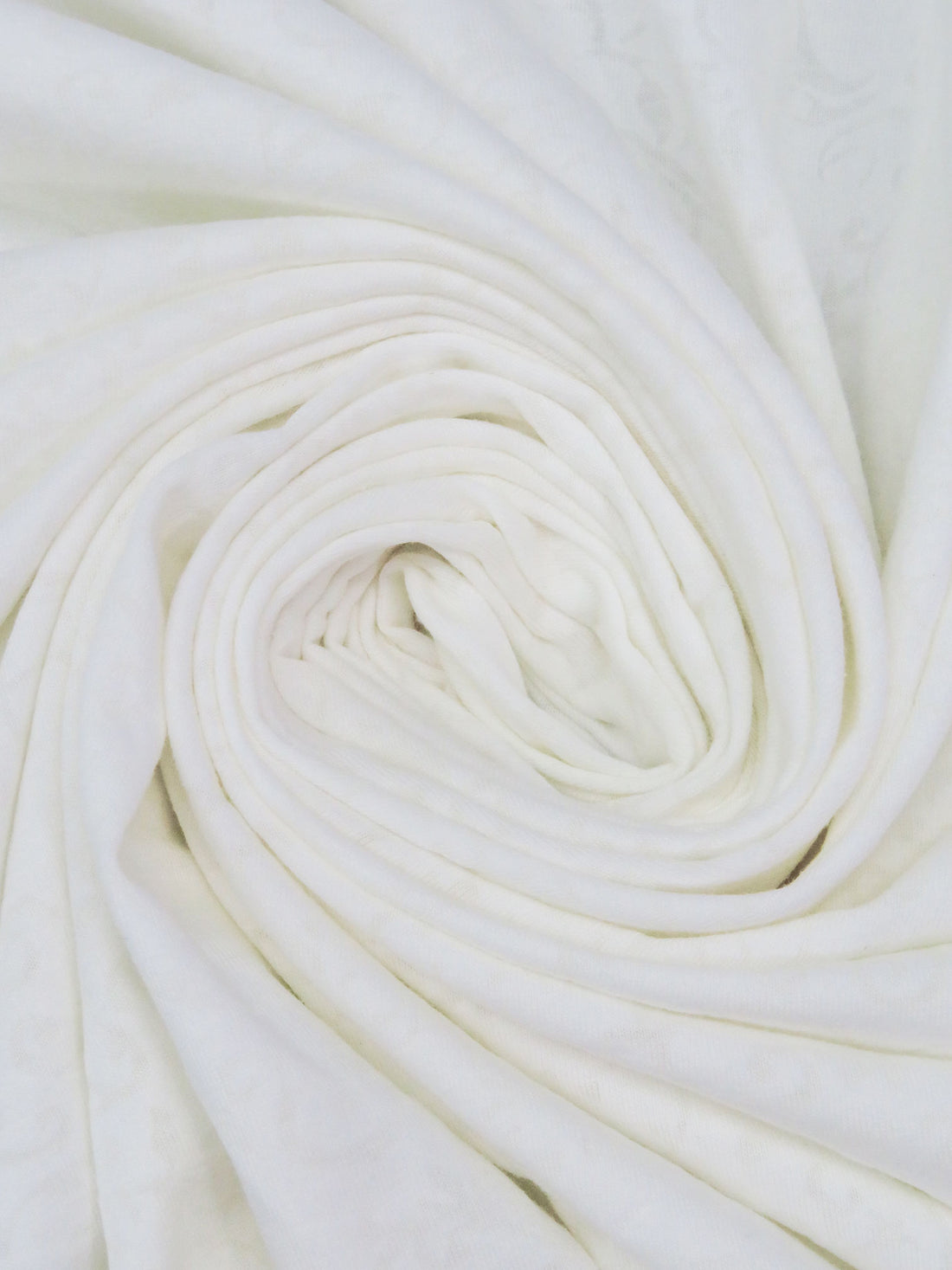 White Cotton/Polyester/Lycra Scrollwork Burnout Jersey Knit 58W