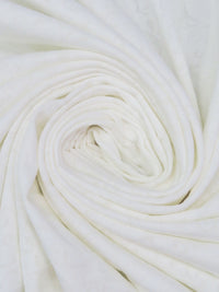 White Cotton/Polyester/Lycra Scrollwork Burnout Jersey Knit 58W