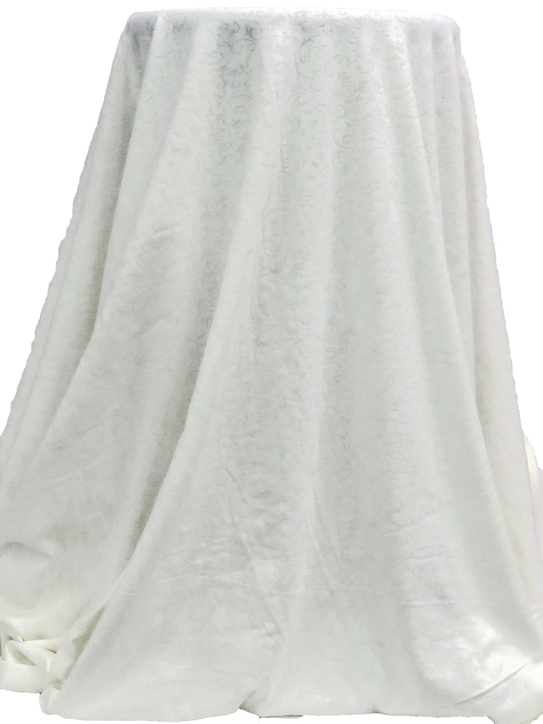 White Cotton/Polyester/Lycra Scrollwork Burnout Jersey Knit 58W