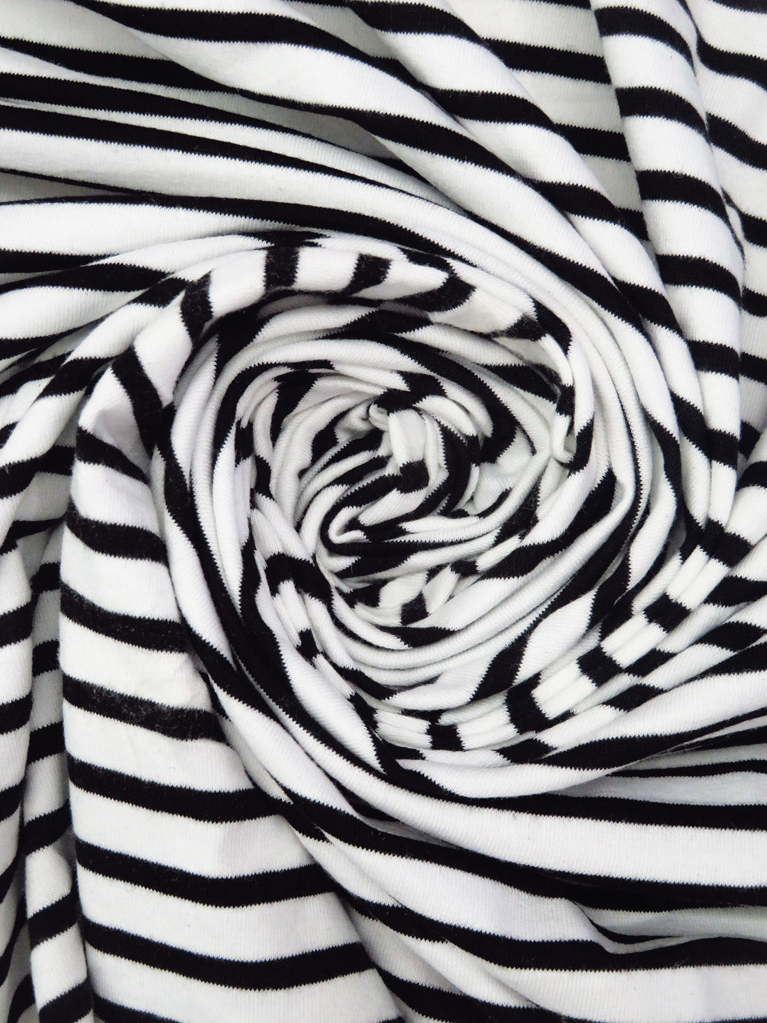 White/Black Polyester/Lycra Horizontal Stripe Weave Jersey Knit 64W