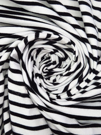 White/Black Polyester/Lycra Horizontal Stripe Weave Jersey Knit 64W