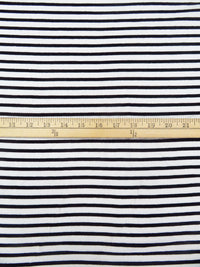 White/Black Polyester/Lycra Horizontal Stripe Weave Jersey Knit 64W